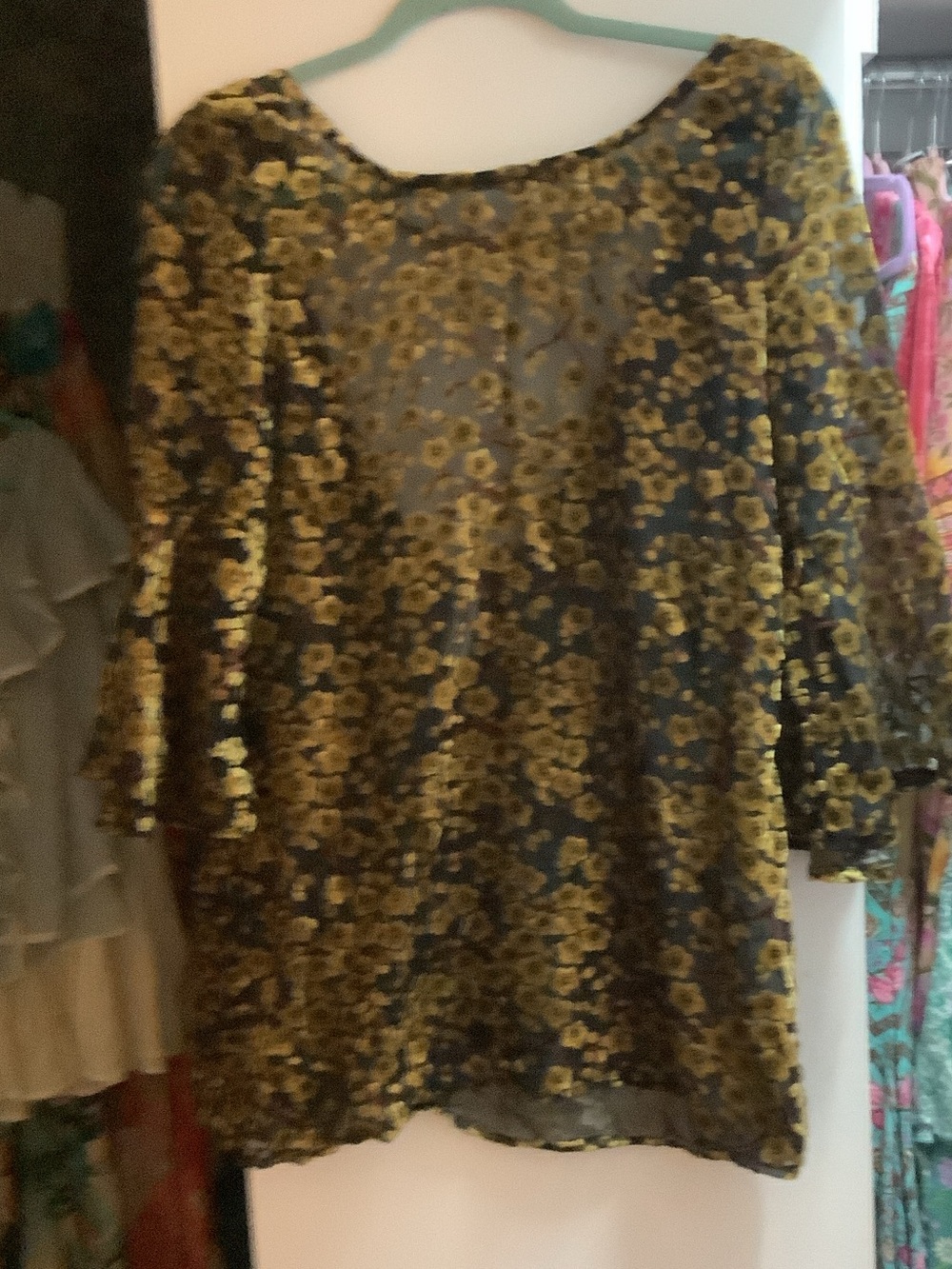 Gypsy junkie x free people burnout velvet top bell sleeves rare s/m